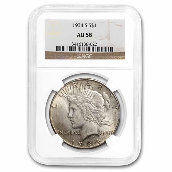 1934-S Peace Dollar AU-58 NGC 1934-S Peace Dollar AU-58 NGC