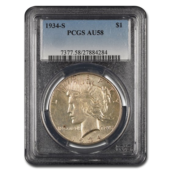 1934-S Peace Dollar AU-58 PCGS 1934-S Peace Dollar AU-58 PCGS