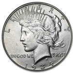 1934-S Peace Dollar AU-58