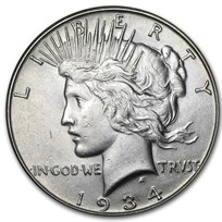 1934-S Peace Dollar AU-58