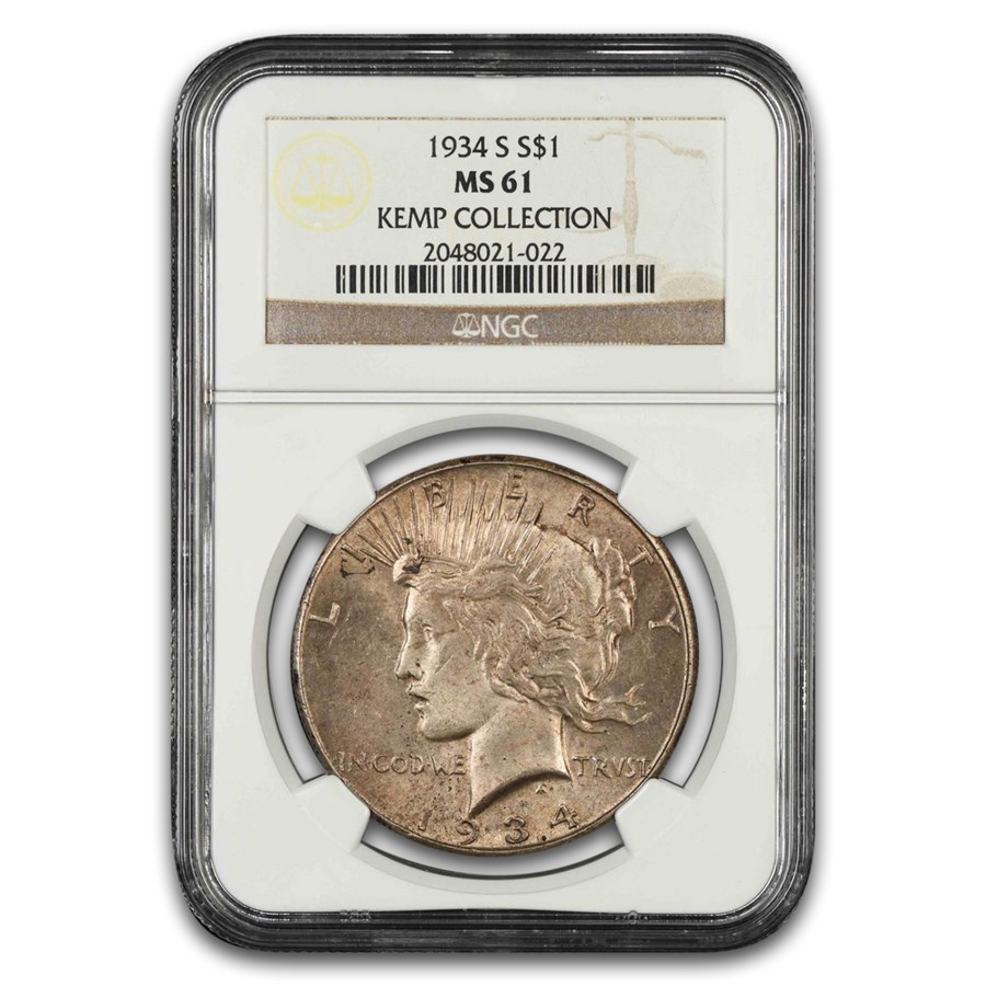 1934-S Peace Dollar MS-61 NGC