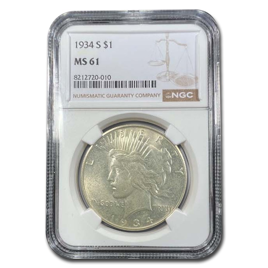 1934-S Peace Dollar MS-61 NGC