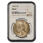 1934-S Peace Dollar MS-62 NGC
