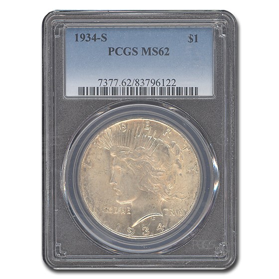 1934-S Peace Dollar MS-62 PCGS 1934-S Peace Dollar MS-62 PCGS