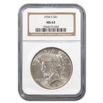 1934-S Peace Dollar MS-63 NGC