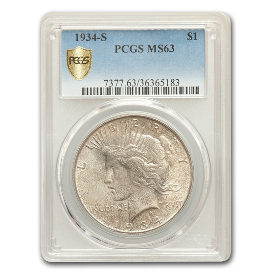 1934-S Peace Dollar MS-63+ PCGS 1934-S Peace Dollar MS-63+ PCGS