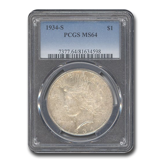 1934-S Peace Dollar MS-64 PCGS 1934-S Peace Dollar MS-64 PCGS