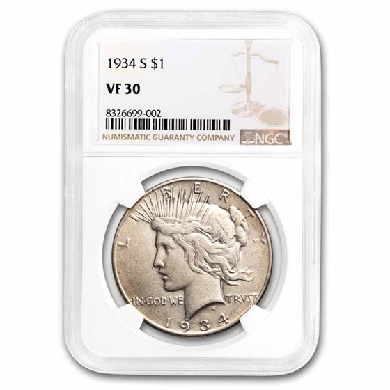 1934-S Peace Dollar VF-30 NGC 1934-S Peace Dollar VF-30 NGC
