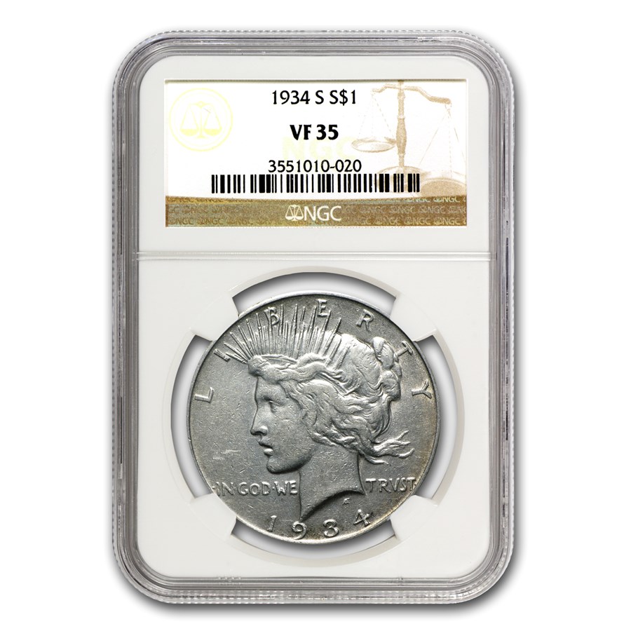 1934-S Peace Dollar VF-35 NGC