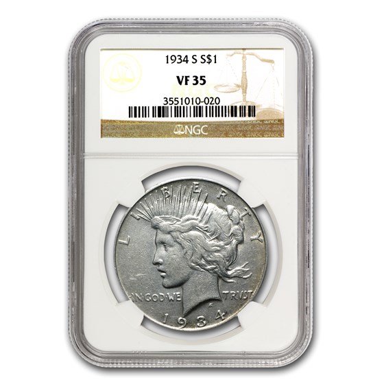 1934-S Peace Dollar VF-35 NGC 1934-S Peace Dollar VF-35 NGC