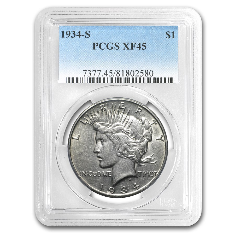 1934-S Peace Dollar XF-45 PCGS