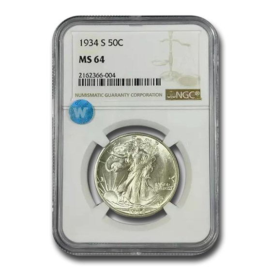 1934-S Walking Liberty Half Dollar MS-64 NGC 1934-S Walking Liberty Half Dollar MS-64 NGC