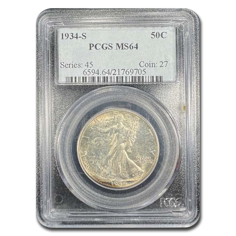 1934-S Walking Liberty Half Dollar MS-64 PCGS