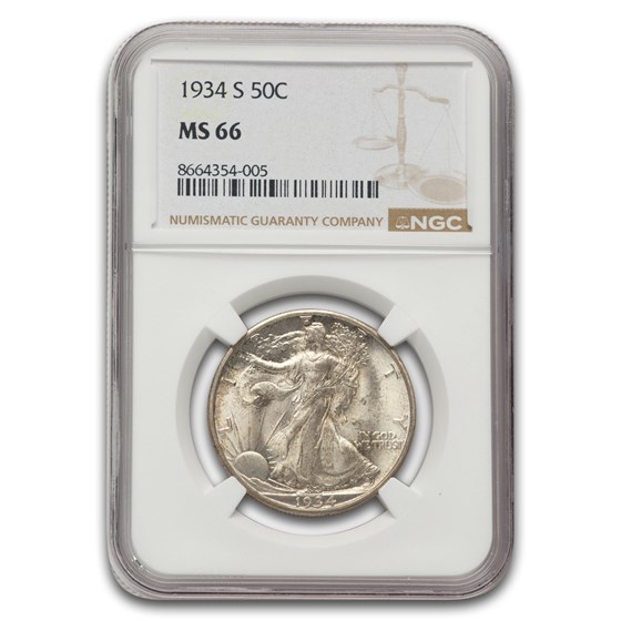 1934-S Walking Liberty Half Dollar MS-66 NGC