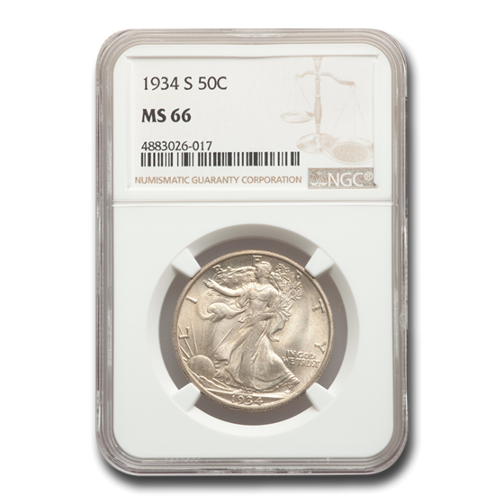 1934-S Walking Liberty Half Dollar MS-66 NGC 1934-S Walking Liberty Half Dollar MS-66 NGC