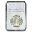 1934-S Walking Liberty Half Dollar MS-66+ NGC