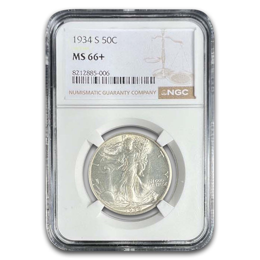 1934-S Walking Liberty Half Dollar MS-66+ NGC