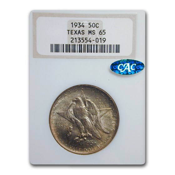 1934 Texas Centennial Commemorative Half Dollar MS-65 NGC CAC 1934 Texas Centennial Commemorative Half Dollar MS-65 NGC CAC