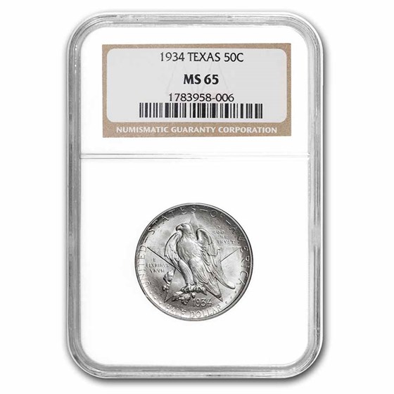 1934 Texas Centennial Commemorative Half Dollar MS-65 NGC 1934 Texas Centennial Commemorative Half Dollar MS-65 NGC