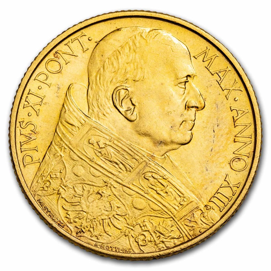 1934 Vatican City Gold 100 Lire Pius XI BU