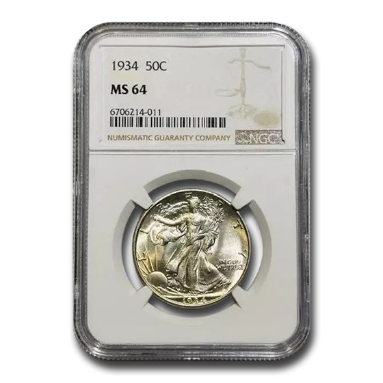 1934 Walking Liberty Half Dollar MS-64 NGC 1934 Walking Liberty Half Dollar MS-64 NGC