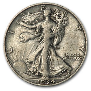 1934 Walking Liberty Half Dollar VG/VF