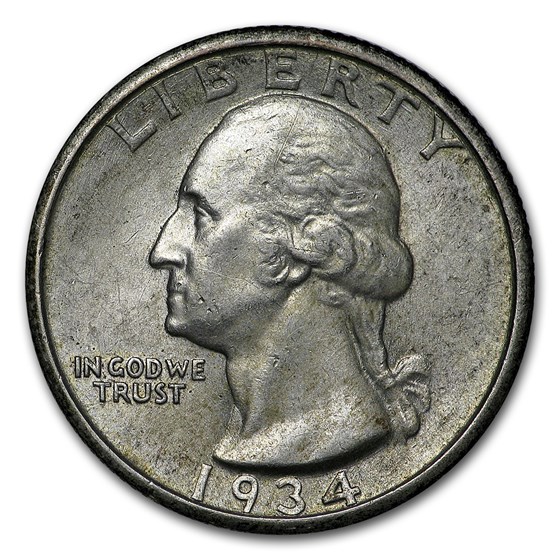1934 Washington Quarter AU-58 1934 Washington Quarter AU-58