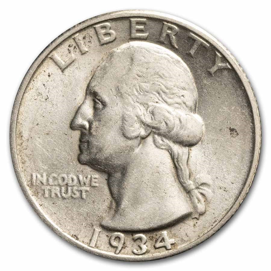 1934 Washington Quarter AU (Light Motto)