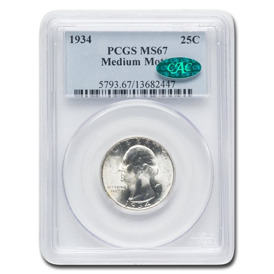 1934 Washington Quarter MS-67 PCGS CAC (Medium Motto) 1934 Washington Quarter MS-67 PCGS CAC (Medium Motto)