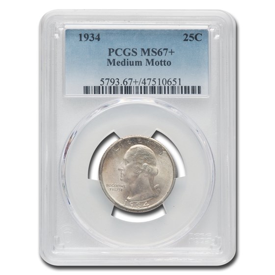 1934 Washington Quarter MS-67+ PCGS (Medium Motto) 1934 Washington Quarter MS-67+ PCGS (Medium Motto)