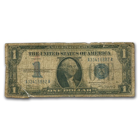 1934s $1.00 Silver Certificate Cull 1934s $1.00 Silver Certificate Cull
