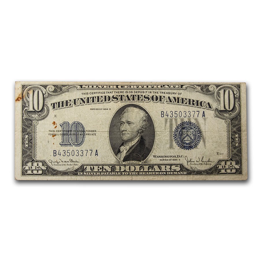 1934s $10 Silver Certificate Cull (Random District)