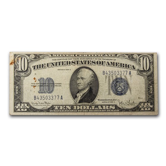 1934s $10 Silver Certificate Cull (Random District) 1934s $10 Silver Certificate Cull (Random District)