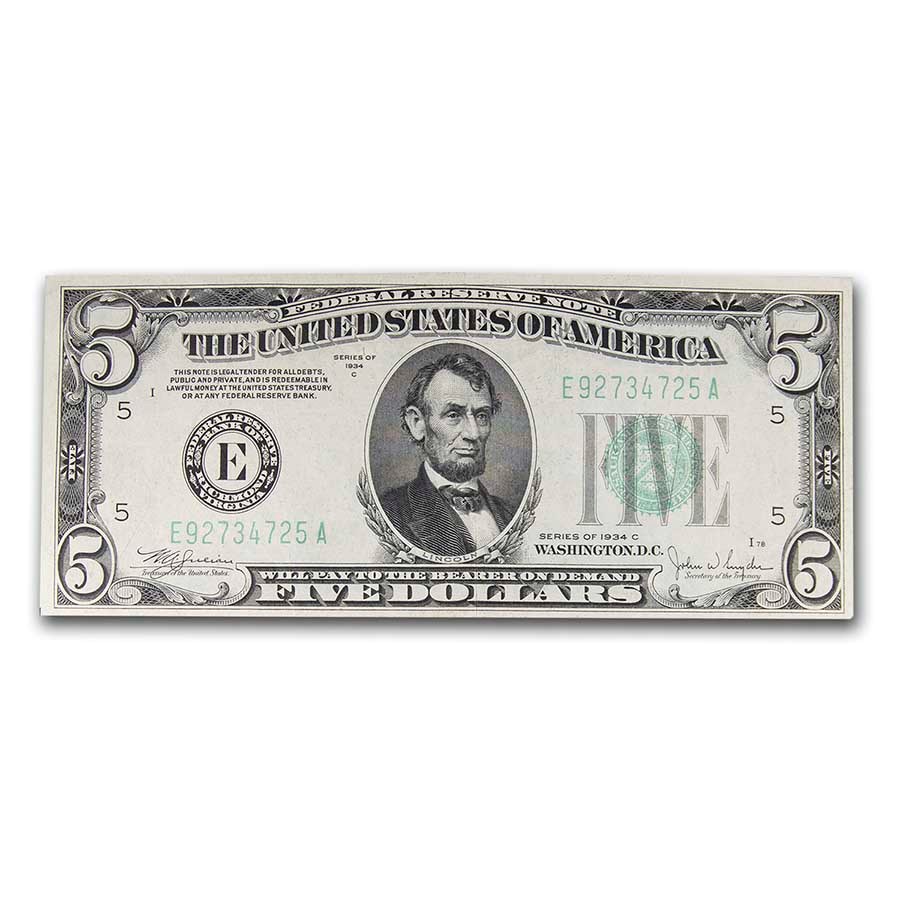 1934s $5.00 FRN XF (District of our Choice)