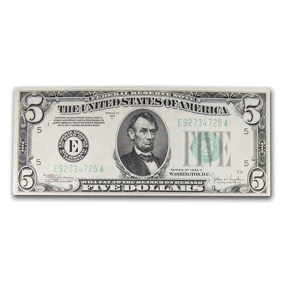 1934s $5.00 FRN XF (District of our Choice)