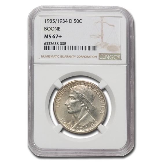 1935/1934-D Daniel Boone Bicentennial Half Dollar MS-67+ NGC 1935/1934-D Daniel Boone Bicentennial Half Dollar MS-67+ NGC