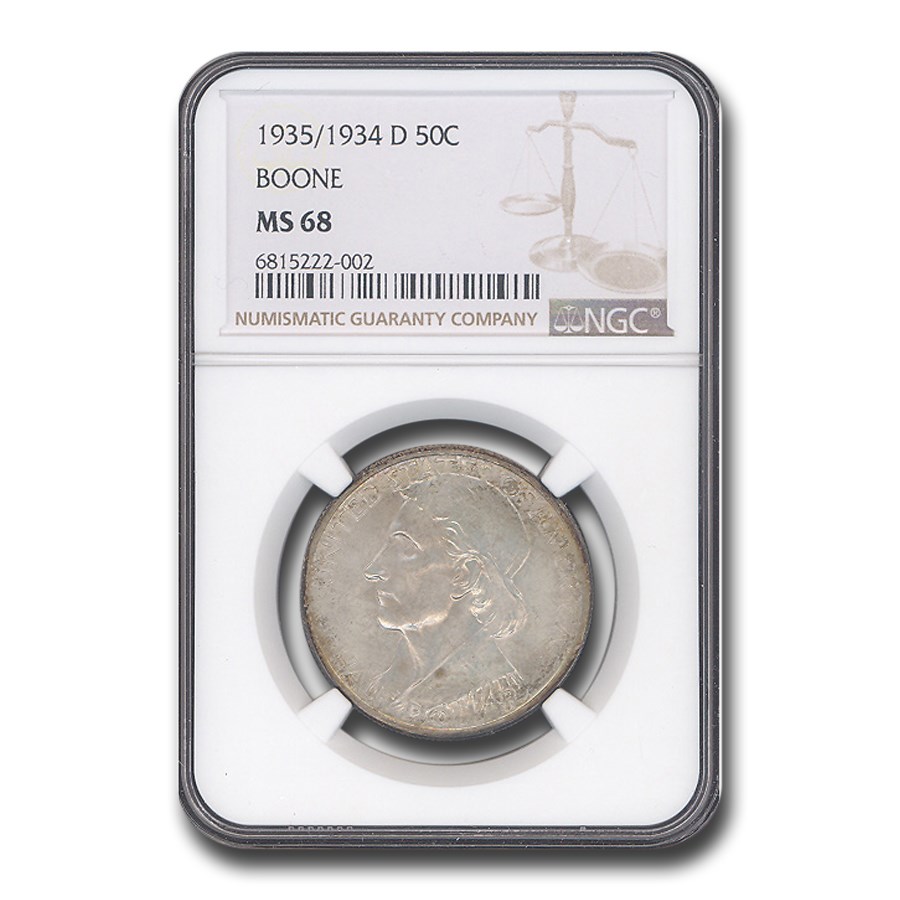 1935/1934-D Daniel Boone Bicentennial Half Dollar MS-68 NGC