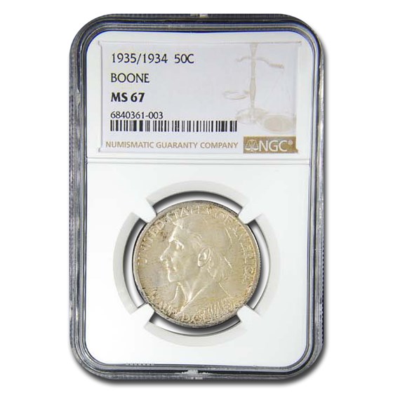 1935/1934 Daniel Boone Bicentennial Half Dollar MS-67 NGC 1935/1934 Daniel Boone Bicentennial Half Dollar MS-67 NGC