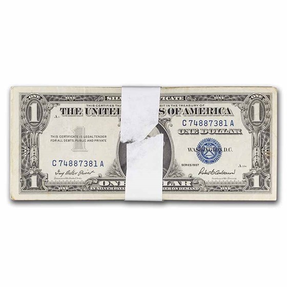 1935/1957 $1.00 Silver Certificates Fine-XF (Lots of 100) 1935/1957 $1.00 Silver Certificates Fine-XF (Lots of 100)