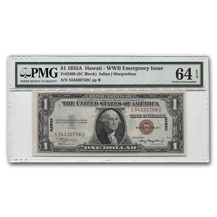 1935-A $1.00 Brown Seal Hawaii CU-64 EPQ PMG (Fr#2300)