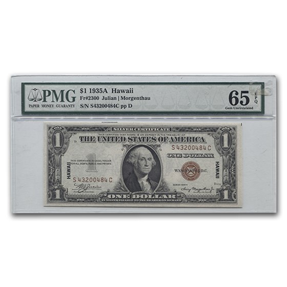 1935-A $1.00 Brown Seal Hawaii CU-65 EPQ PMG (Fr#2300) 1935-A $1.00 Brown Seal Hawaii CU-65 EPQ PMG (Fr#2300)
