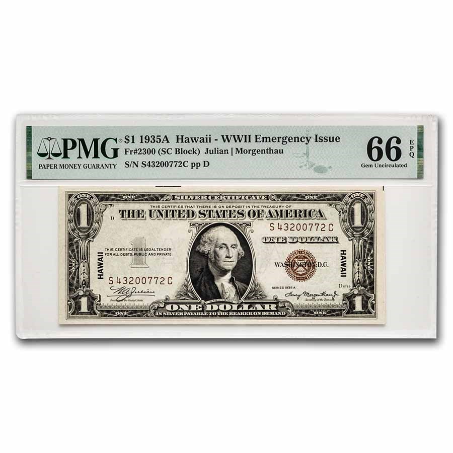 1935-A $1.00 Brown Seal Hawaii CU-66 EPQ PMG (Fr#2300)