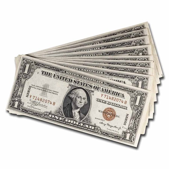 1935-A $1.00 Brown Seal Hawaii CU (Fr#2300) 10 Consecutive Notes 1935-A $1.00 Brown Seal Hawaii CU (Fr#2300) 10 Consecutive Notes