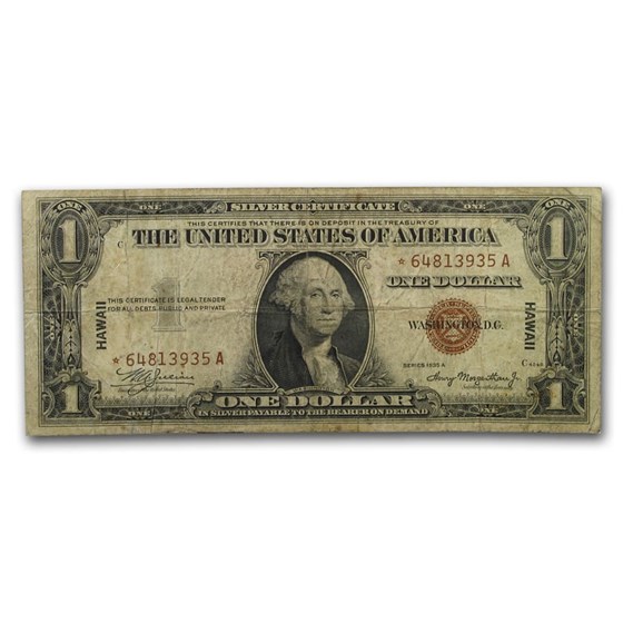 1935-A* $1.00 Brown Seal Hawaii Fine (Fr#2300*) Star Note 1935-A* $1.00 Brown Seal Hawaii Fine (Fr#2300*) Star Note