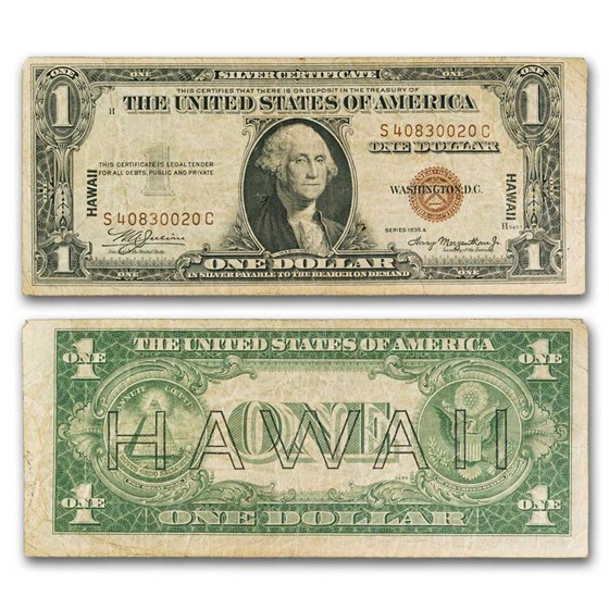 1935-A $1.00 Brown Seal Hawaii Fine (Fr#2300) 1935-A $1.00 Brown Seal Hawaii Fine (Fr#2300)