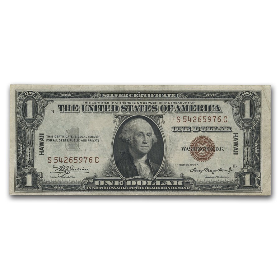 1935-A $1.00 Brown Seal Hawaii XF (Fr#2300)