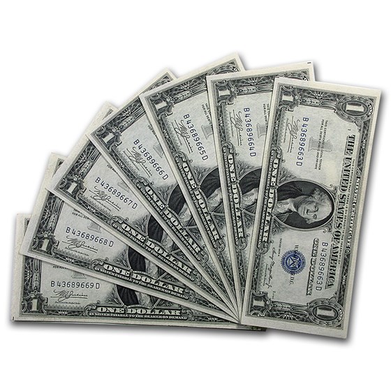 1935-A $1.00 Silver Certificate CU (Fr#1608) 7 Consecutive 1935-A $1.00 Silver Certificate CU (Fr#1608) 7 Consecutive
