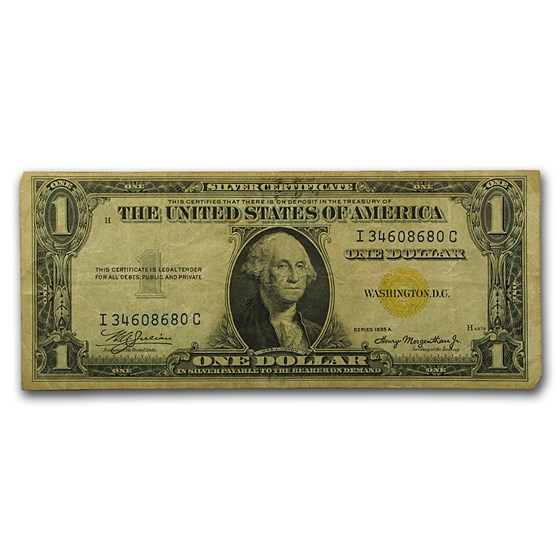 1935-A $1.00 Yellow Seal North Africa Fine+ (Fr#2306) 1935-A $1.00 Yellow Seal North Africa Fine+ (Fr#2306)