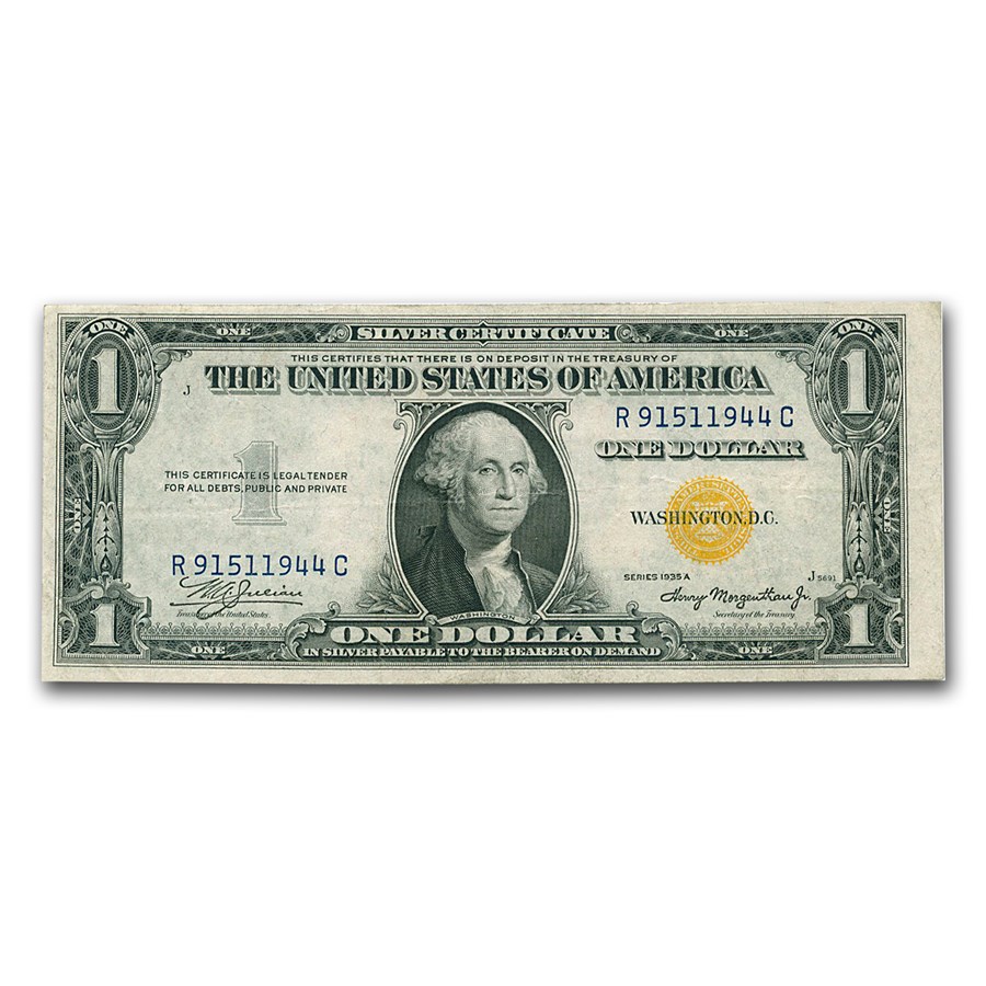 1935-A $1.00 Yellow Seal North Africa XF (Fr#2306)