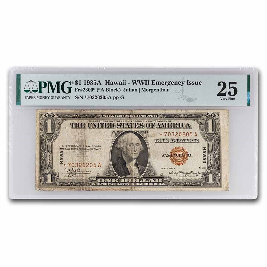 1935-A* $1 Brown Seal Hawaii VF-25 PMG (Fr#2300*) Star Note